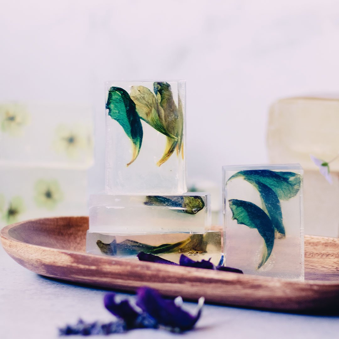 Pressed Flowers Clear Soap Bar Recipe