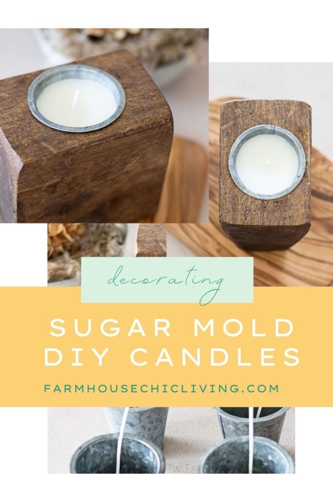 Make DIY sugar mold candles, a farmhouse decor staple of yesteryear, in this candle making tutorial. A practical way to make sugar mold replacement candles. 