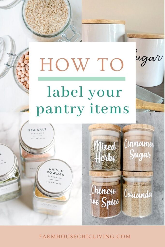 How to label your pantry items with the best farmhouse pantry labels and ideas: stickers, vinyl, free printable pantry labels, and more.