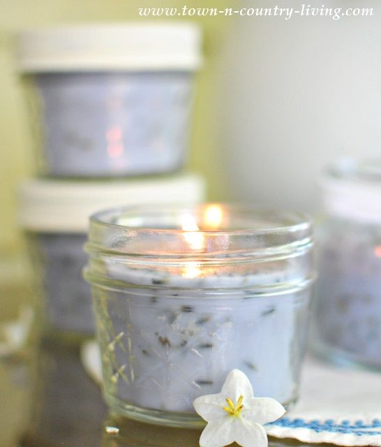 This French lavender candle tutorial includes adding lavender buds to the wax, which makes them even more special.