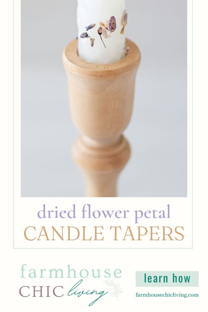 I’m sure you’ll agree these DIY dried flower candle tapers are the perfect way to make the most of your flower petal stash. They are incredibly easy to make in a flash but look stunning in your farmhouse decor. 
