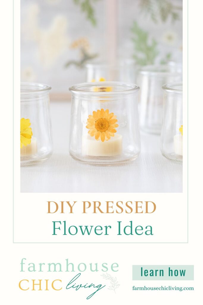This DIY craft idea for candle holders incorporates a touch of the beautiful prairie, fields, and woodlands that surround our home with pressed flowers. 