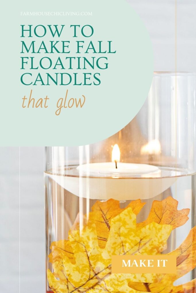 Fall in love with the warm glow of a homemade fall floating candle centerpiece. Create a farmhouse fall decoration that's both easy and enchanting.