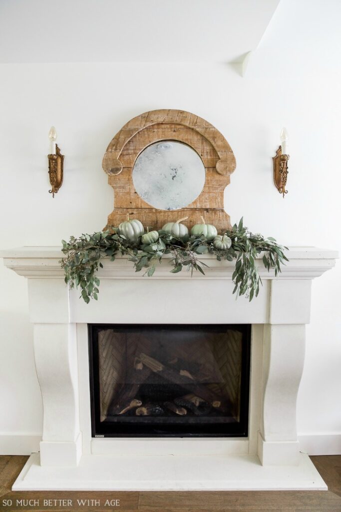 Fall is my most favorite time of year to decorate with natural decor elements. And I love the way this French-inspired fall mantel does just that!
