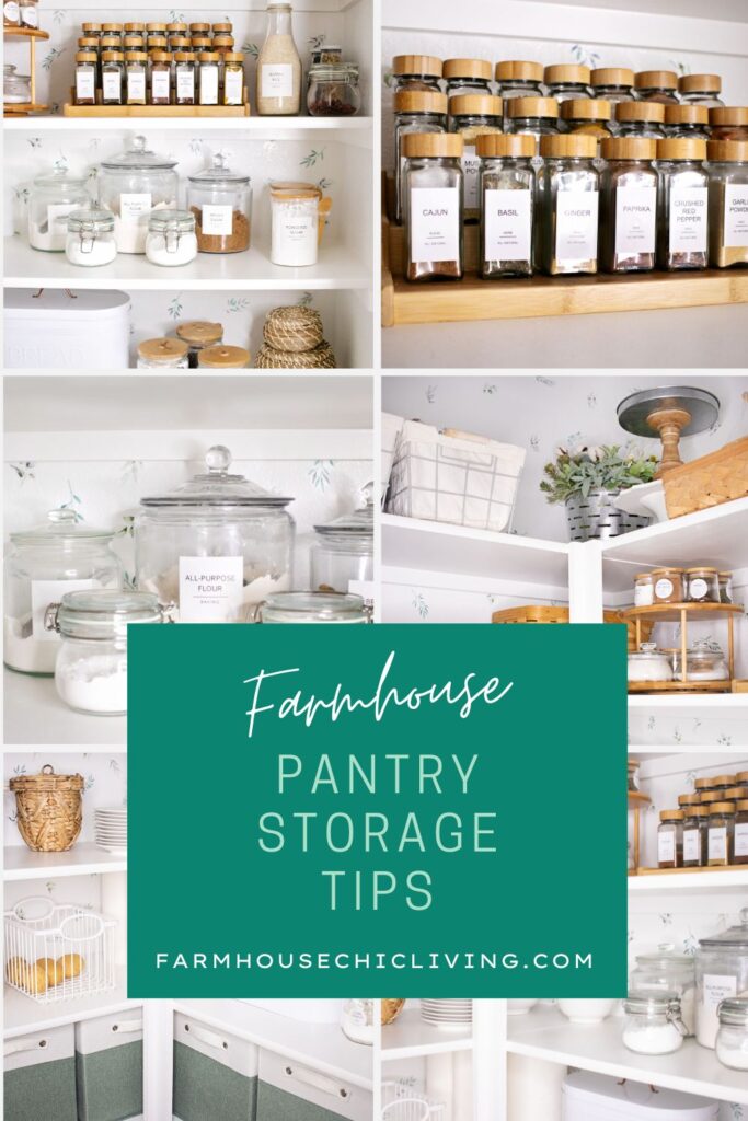 Make your pantry a true farmhouse gem with these clever kitchen pantry storage ideas and tips. From spices to baking essentials and all the bulky items, we've got you covered!
