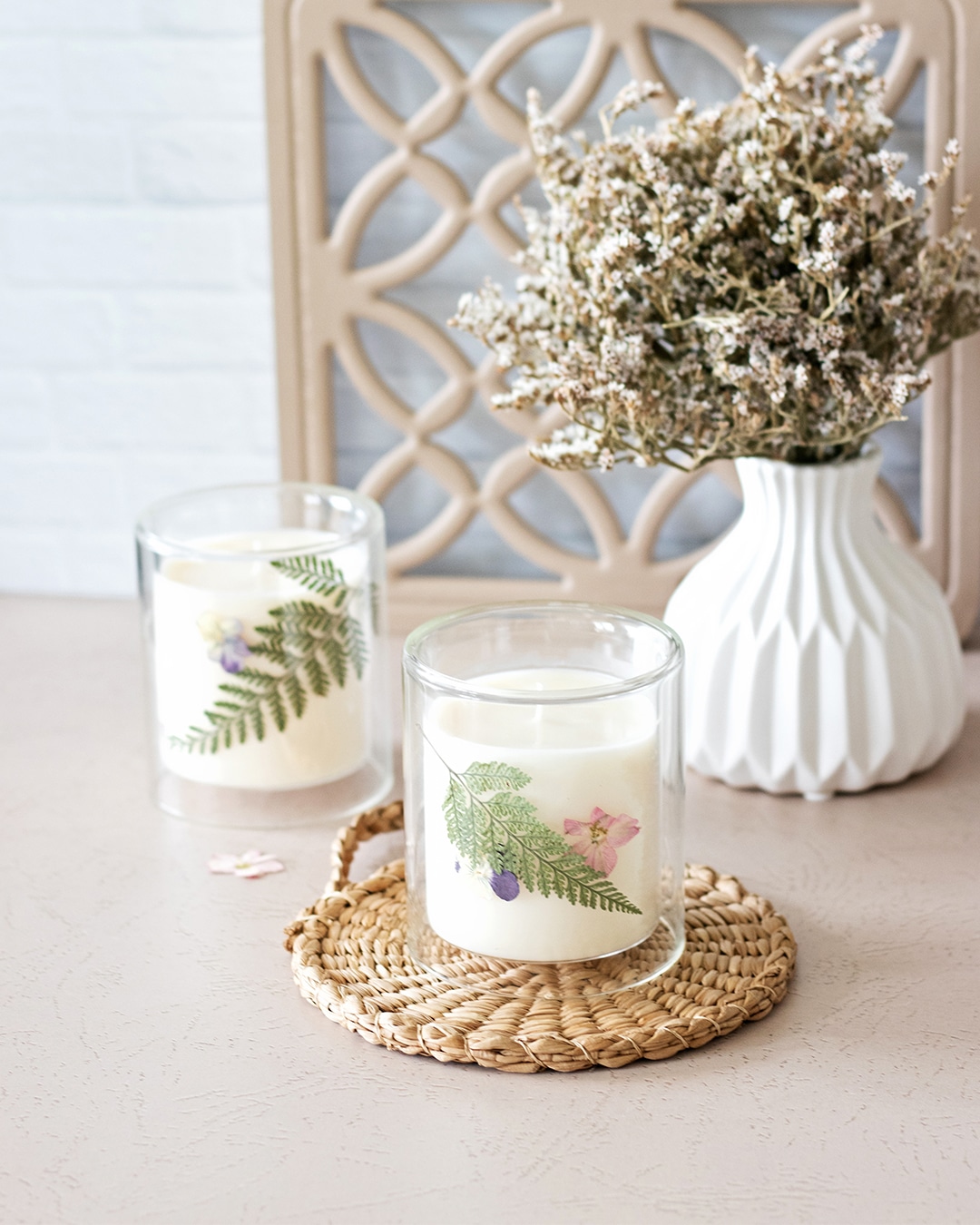 Easy Pressed Flower Candle Craft